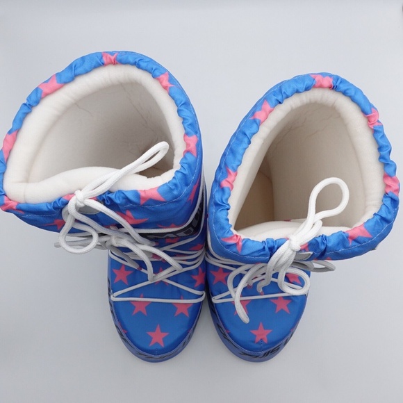 NEW MOON BOOT Icon Retrobiker Snow Boots Men's 11.5-13 / EU 45-47 Blue/White - Picture 6 of 9